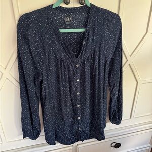 GAP Women's Maternity Dark Blue Button-Up Blouse